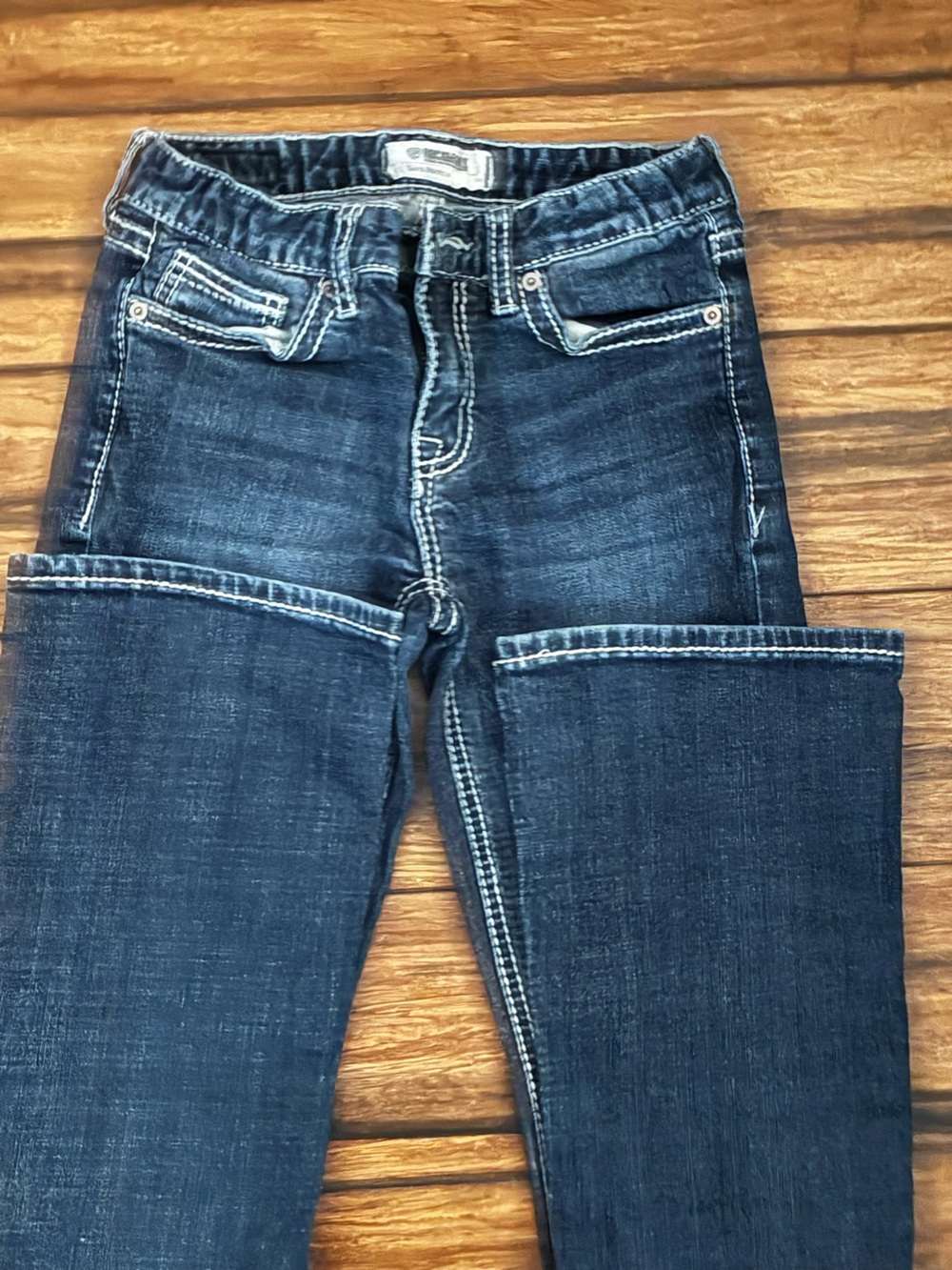 Rock & Roll Cowgirl Dark Blue Jeans with Contrast Stitching